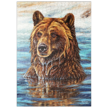 Darstellung des Puzzle Motivs puzzleplate Grizzly Bear Emerging from Water 500 Puzzle