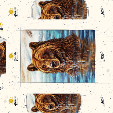 Darstellung des Puzzle Motivs Grizzly Bear Emerging from Water 500 Puzzle Schachtel 3D Modell