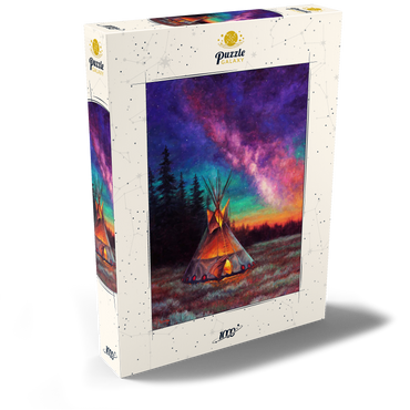 Darstellung des Puzzle Motivs Illuminated Teepee Under Starry Night Sky 1000 Puzzle Schachtel Ansicht2