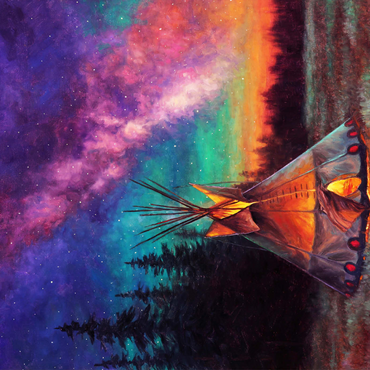 Darstellung des Puzzle Motivs Illuminated Teepee Under Starry Night Sky 1000 Puzzle 3D Modell