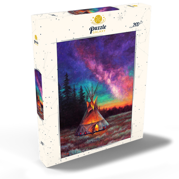 Darstellung des Puzzle Motivs Illuminated Teepee Under Starry Night Sky 200 Puzzle Schachtel Ansicht2