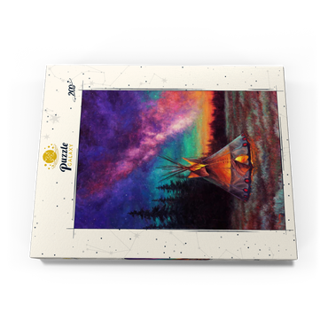 Darstellung des Puzzle Motivs Illuminated Teepee Under Starry Night Sky 200 Puzzle Schachtel Ansicht3