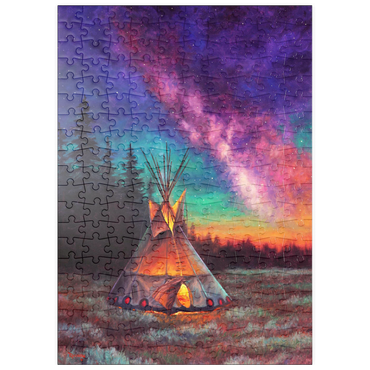 Darstellung des Puzzle Motivs puzzleplate Illuminated Teepee Under Starry Night Sky 200 Puzzle