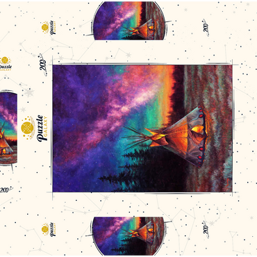 Darstellung des Puzzle Motivs Illuminated Teepee Under Starry Night Sky 200 Puzzle Schachtel 3D Modell