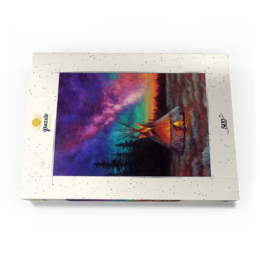 Darstellung des Puzzle Motivs Illuminated Teepee Under Starry Night Sky 500 Puzzle Schachtel Ansicht3