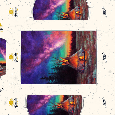 Darstellung des Puzzle Motivs Illuminated Teepee Under Starry Night Sky 500 Puzzle Schachtel 3D Modell