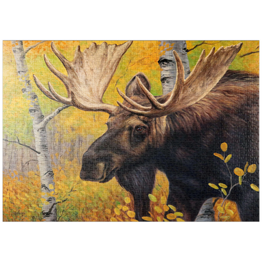 Darstellung des Puzzle Motivs puzzleplate Majestic Bull Moose in Autumn Forest 1000 Puzzle