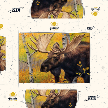 Darstellung des Puzzle Motivs Majestic Bull Moose in Autumn Forest 1000 Puzzle Schachtel 3D Modell