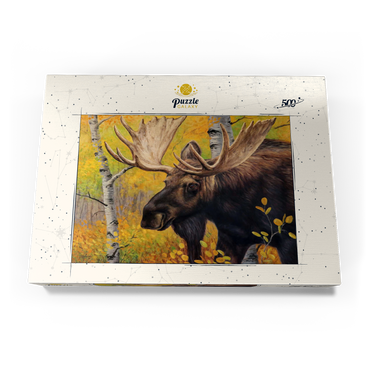 Darstellung des Puzzle Motivs Majestic Bull Moose in Autumn Forest 500 Puzzle Schachtel Ansicht3
