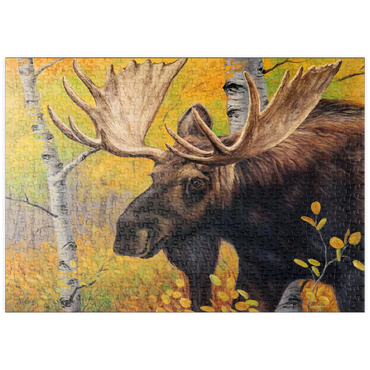 Darstellung des Puzzle Motivs puzzleplate Majestic Bull Moose in Autumn Forest 500 Puzzle