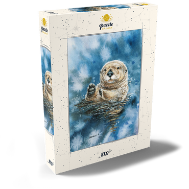 Darstellung des Puzzle Motivs Charming Sea Otter in Watercolor Art 1000 Puzzle Schachtel Ansicht2