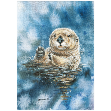 Darstellung des Puzzle Motivs puzzleplate Charming Sea Otter in Watercolor Art 1000 Puzzle