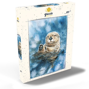 Darstellung des Puzzle Motivs Charming Sea Otter in Watercolor Art 100 Puzzle Schachtel Ansicht2