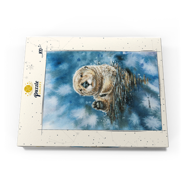 Darstellung des Puzzle Motivs Charming Sea Otter in Watercolor Art 100 Puzzle Schachtel Ansicht3