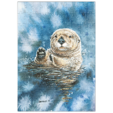 Darstellung des Puzzle Motivs puzzleplate Charming Sea Otter in Watercolor Art 100 Puzzle