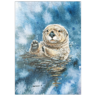 Darstellung des Puzzle Motivs puzzleplate Charming Sea Otter in Watercolor Art 500 Puzzle