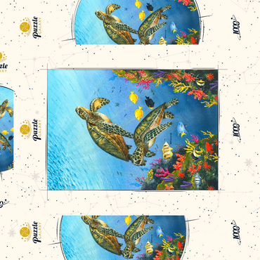 Darstellung des Puzzle Motivs Vibrant Sea Turtles in Coral Reef Watercolor 1000 Puzzle Schachtel 3D Modell