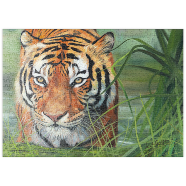 Darstellung des Puzzle Motivs puzzleplate Tiger Stalking Through Lush Wetlands 500 Puzzle