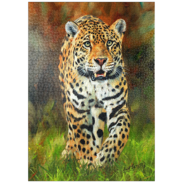 Darstellung des Puzzle Motivs puzzleplate Leopard Stepping Through Lush Grass 1000 Puzzle