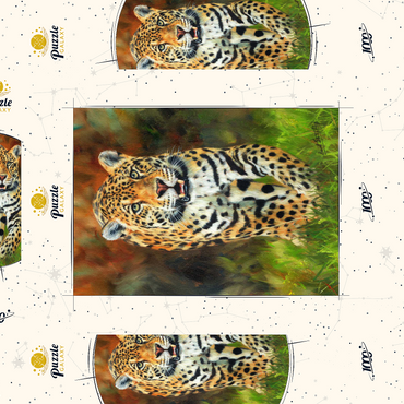 Darstellung des Puzzle Motivs Leopard Stepping Through Lush Grass 1000 Puzzle Schachtel 3D Modell
