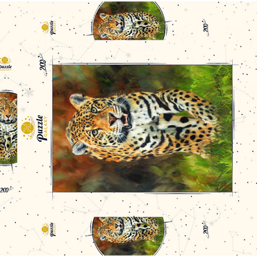 Darstellung des Puzzle Motivs Leopard Stepping Through Lush Grass 200 Puzzle Schachtel 3D Modell