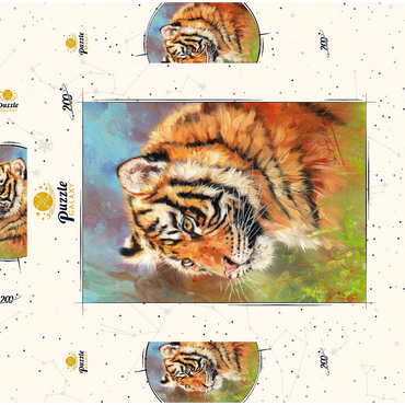 Darstellung des Puzzle Motivs Portrait of a Tiger in Vibrant Colors 200 Puzzle Schachtel 3D Modell