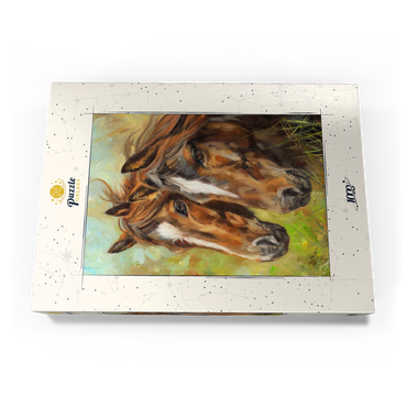 Darstellung des Puzzle Motivs Close-Up of Two Horses in Pasture 1000 Puzzle Schachtel Ansicht3