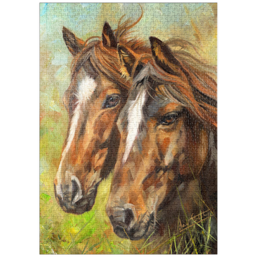 Darstellung des Puzzle Motivs puzzleplate Close-Up of Two Horses in Pasture 1000 Puzzle