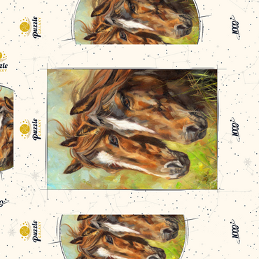 Darstellung des Puzzle Motivs Close-Up of Two Horses in Pasture 1000 Puzzle Schachtel 3D Modell