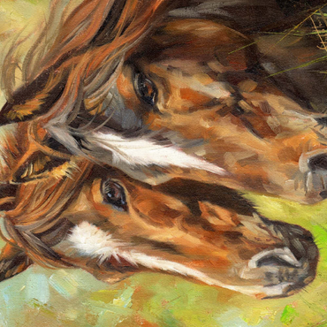 Darstellung des Puzzle Motivs Close-Up of Two Horses in Pasture 100 Puzzle 3D Modell