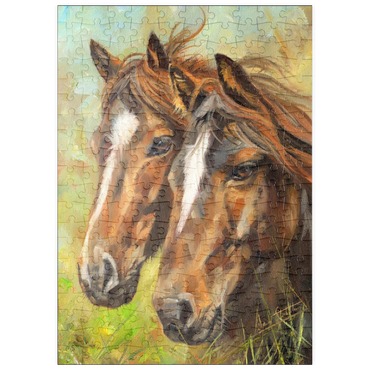 Darstellung des Puzzle Motivs puzzleplate Close-Up of Two Horses in Pasture 200 Puzzle