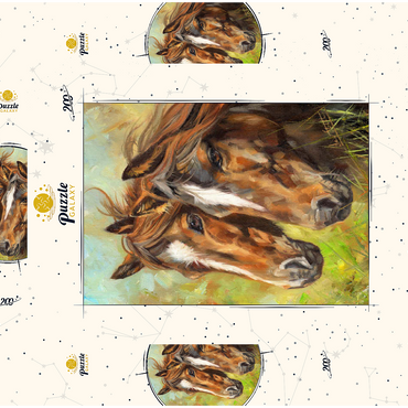 Darstellung des Puzzle Motivs Close-Up of Two Horses in Pasture 200 Puzzle Schachtel 3D Modell