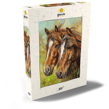 Darstellung des Puzzle Motivs Close-Up of Two Horses in Pasture 500 Puzzle Schachtel Ansicht2