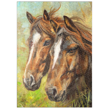 Darstellung des Puzzle Motivs puzzleplate Close-Up of Two Horses in Pasture 500 Puzzle