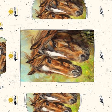 Darstellung des Puzzle Motivs Close-Up of Two Horses in Pasture 500 Puzzle Schachtel 3D Modell