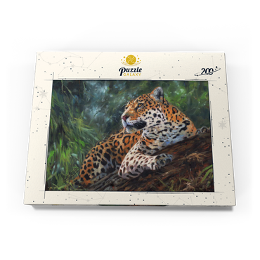 Darstellung des Puzzle Motivs Leopard Resting on Forest Log 200 Puzzle Schachtel Ansicht3