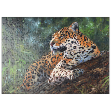 Darstellung des Puzzle Motivs puzzleplate Leopard Resting on Forest Log 200 Puzzle
