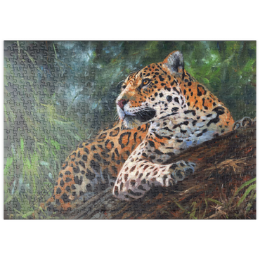 Darstellung des Puzzle Motivs puzzleplate Leopard Resting on Forest Log 500 Puzzle
