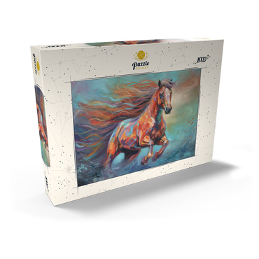 Darstellung des Puzzle Motivs Vibrant Running Horse in Abstract Art 1000 Puzzle Schachtel Ansicht2