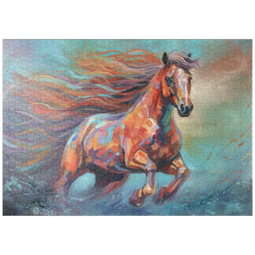 Darstellung des Puzzle Motivs puzzleplate Vibrant Running Horse in Abstract Art 1000 Puzzle
