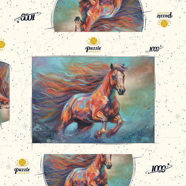 Darstellung des Puzzle Motivs Vibrant Running Horse in Abstract Art 1000 Puzzle Schachtel 3D Modell