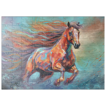 Darstellung des Puzzle Motivs puzzleplate Vibrant Running Horse in Abstract Art 100 Puzzle
