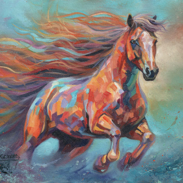 Darstellung des Puzzle Motivs Vibrant Running Horse in Abstract Art 200 Puzzle 3D Modell