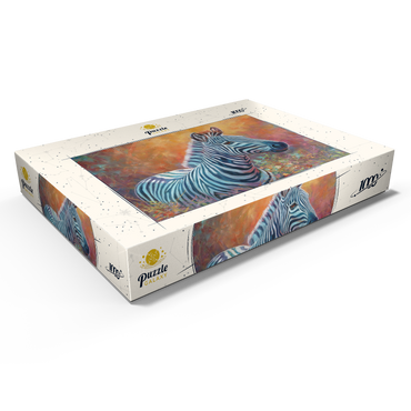 Darstellung des Puzzle Motivs Vibrant Zebra Portrait in Abstract Art 1000 Puzzle Schachtel Ansicht1