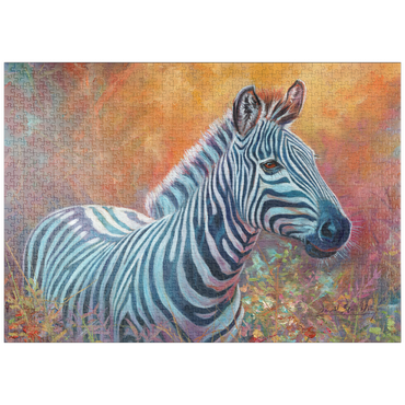 Darstellung des Puzzle Motivs puzzleplate Vibrant Zebra Portrait in Abstract Art 1000 Puzzle
