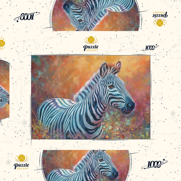 Darstellung des Puzzle Motivs Vibrant Zebra Portrait in Abstract Art 1000 Puzzle Schachtel 3D Modell