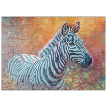 Darstellung des Puzzle Motivs puzzleplate Vibrant Zebra Portrait in Abstract Art 100 Puzzle