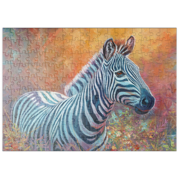 Darstellung des Puzzle Motivs puzzleplate Vibrant Zebra Portrait in Abstract Art 200 Puzzle