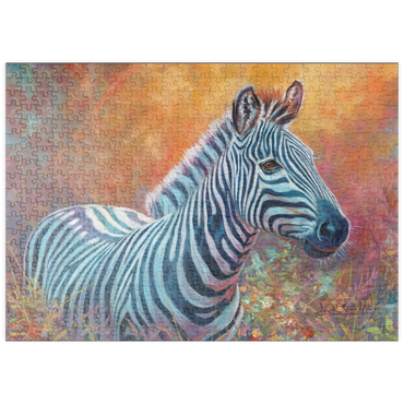 Darstellung des Puzzle Motivs puzzleplate Vibrant Zebra Portrait in Abstract Art 500 Puzzle