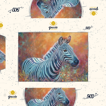 Darstellung des Puzzle Motivs Vibrant Zebra Portrait in Abstract Art 500 Puzzle Schachtel 3D Modell